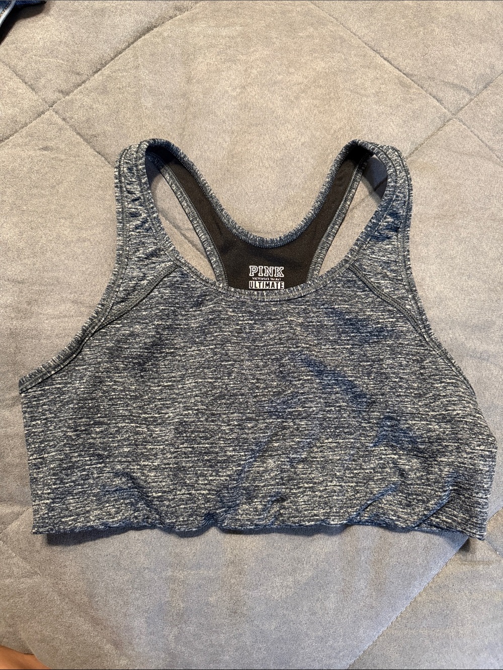 PINK Victoria's Secret Gray Ultimate Unlined Racerback Sports Bra